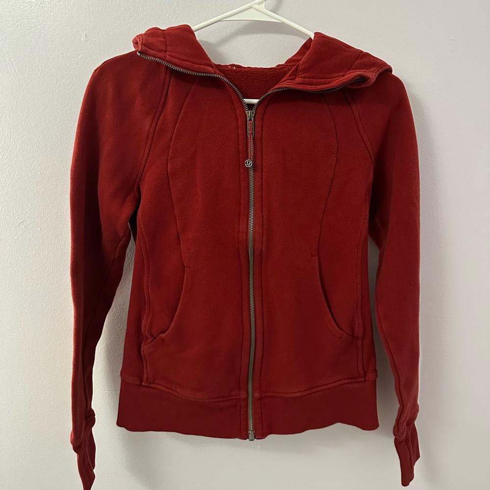 Lululemon Like New Red Scuba Full-Zip Hoodie, Size 4, Like New Condition